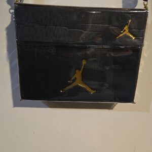 Jordan Men's Black and Gold Messenger Bag NO SHOES just Box.